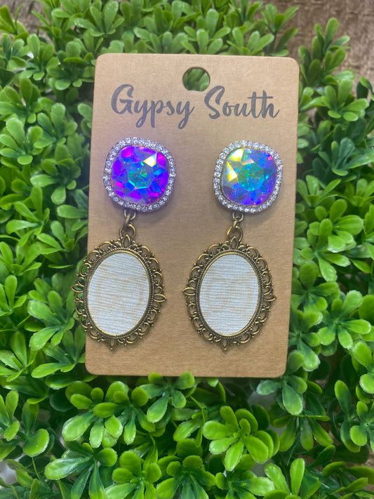 Upcycled GG Ivory Dangled AB Crystal Earrings