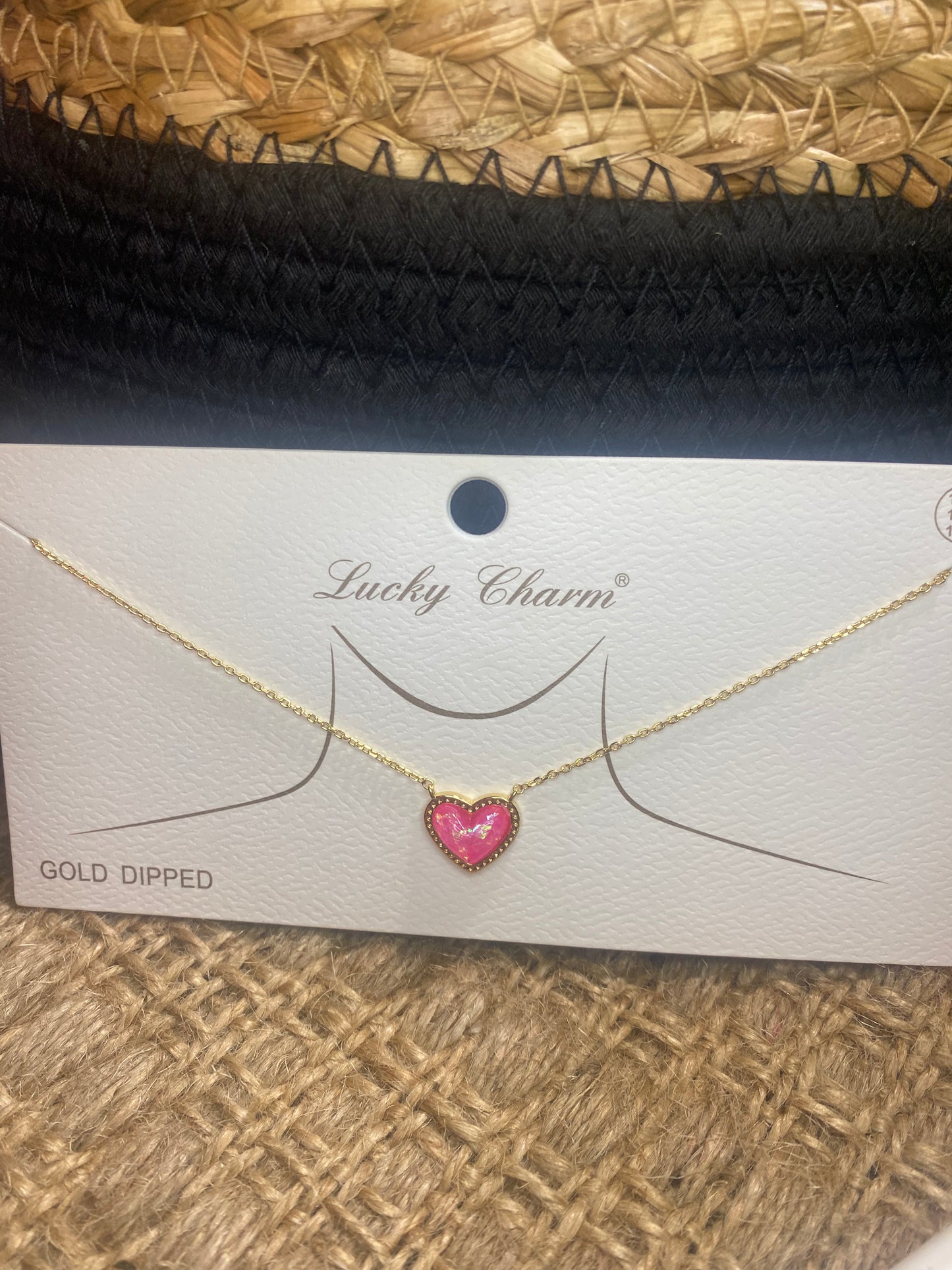 Gold Dipped Opal Charm Necklace