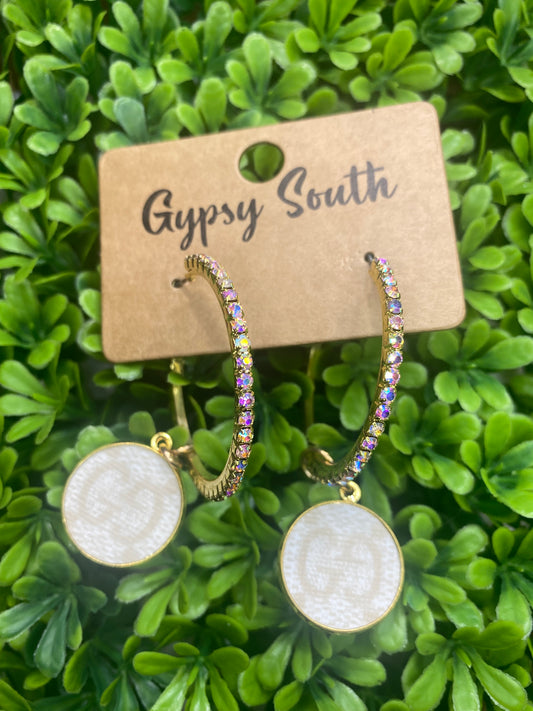 Upcycled GG Ivory Gold Medium Hoops
