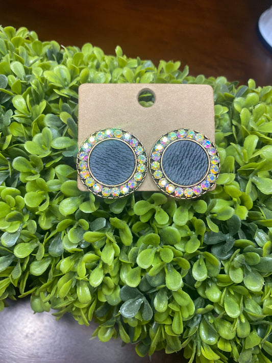 Upcycled Black LV Studs with Crystals