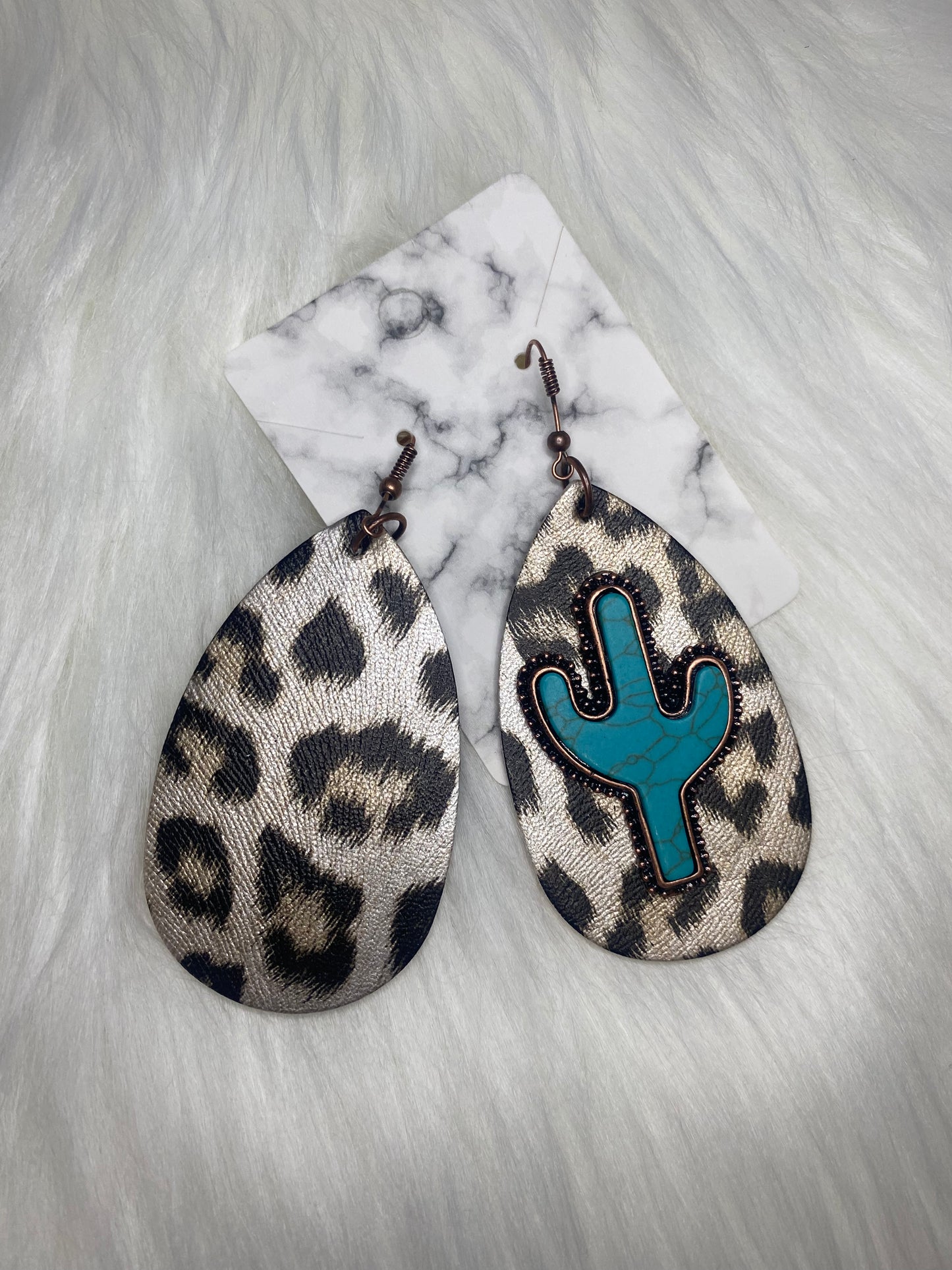 Turquoise Leopard Earrings