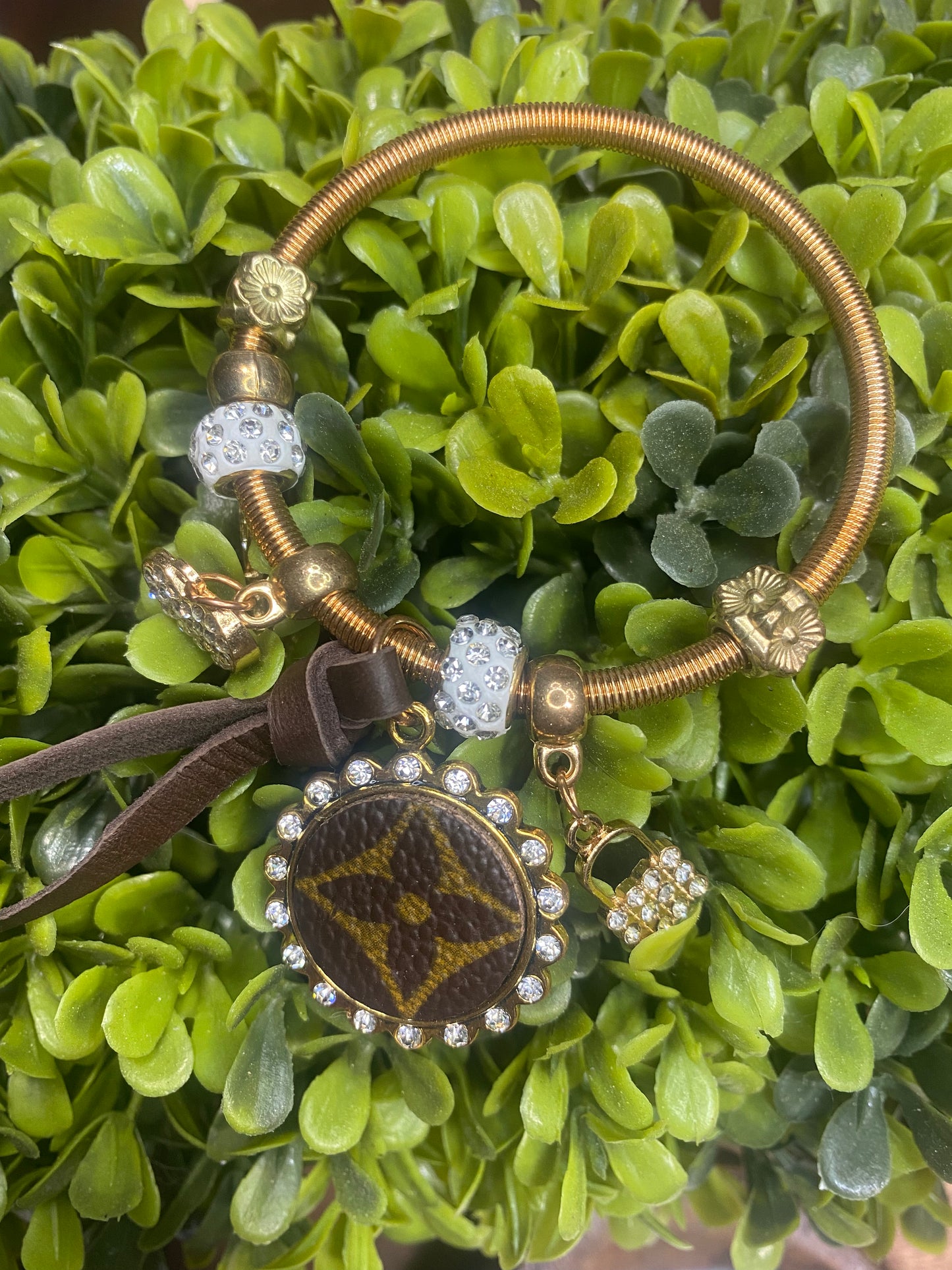 Upcycled Charm LV Bracelet