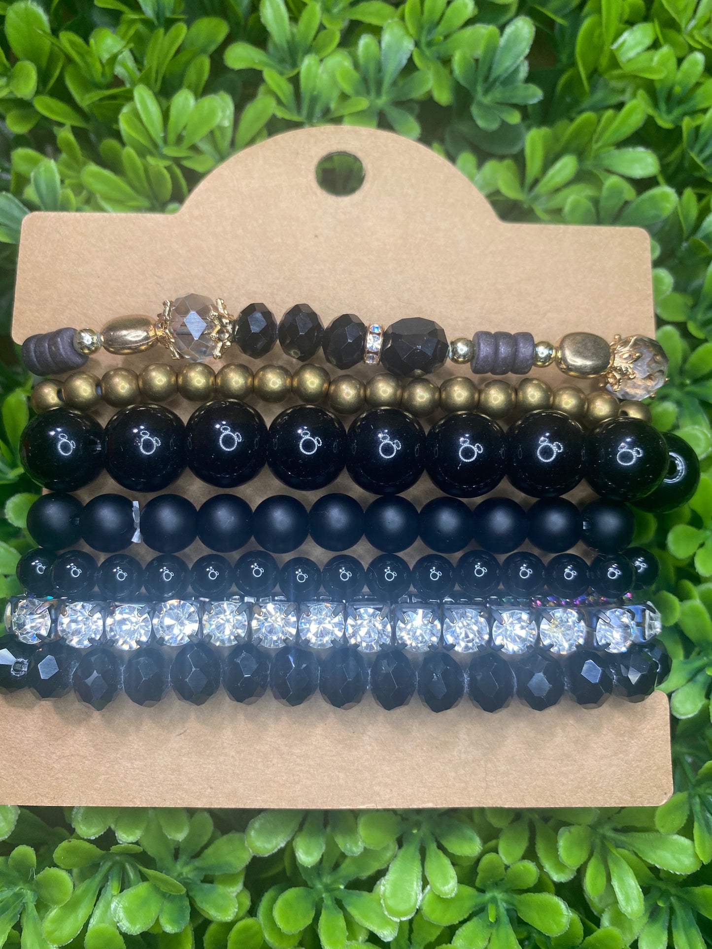 Upcycled GG Black and Gold Bracelet Stack