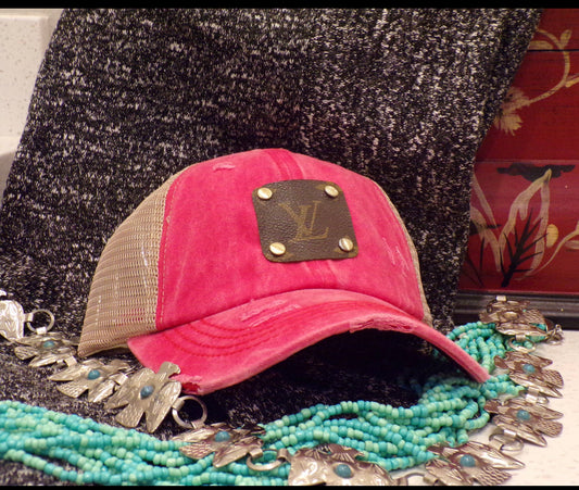 Upcycled LV Criss Criss Hat- Pink