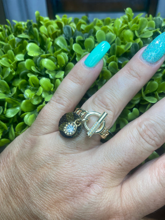 Gold Adjustable LV Ring