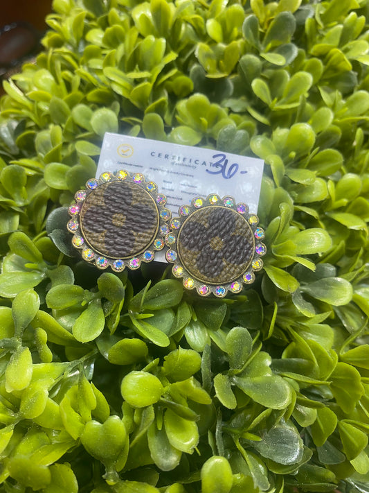 Upcycled LV Stud Earrings
