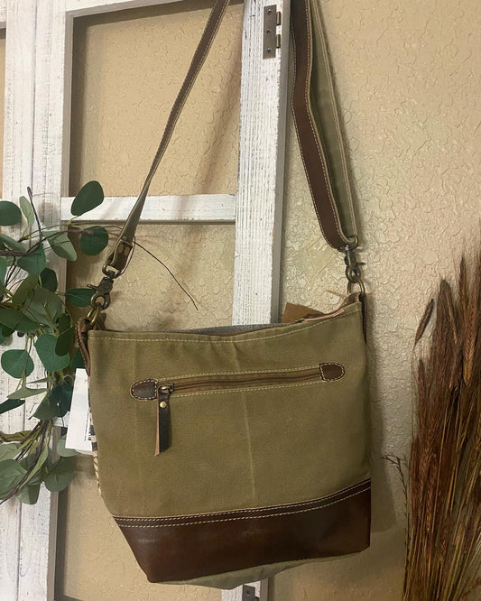 Clea RayVintage Fabric with Leather Trim Bag