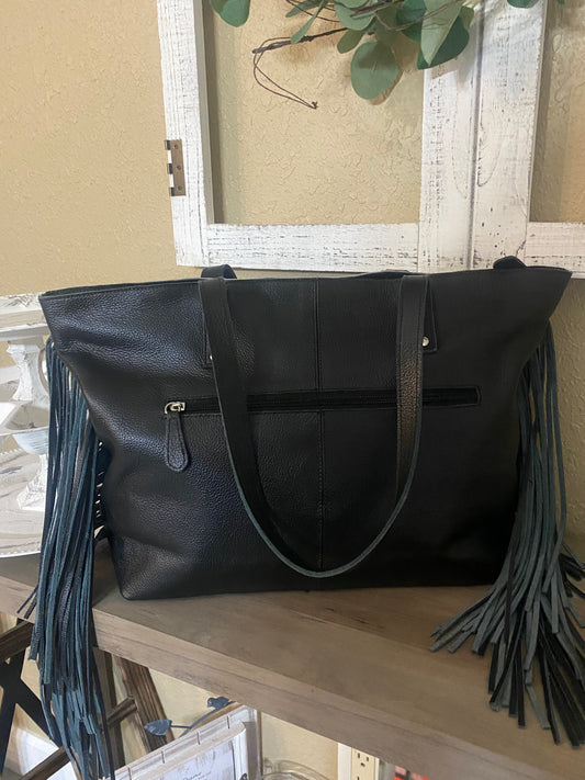 Leather Cowhide Fringe Bag