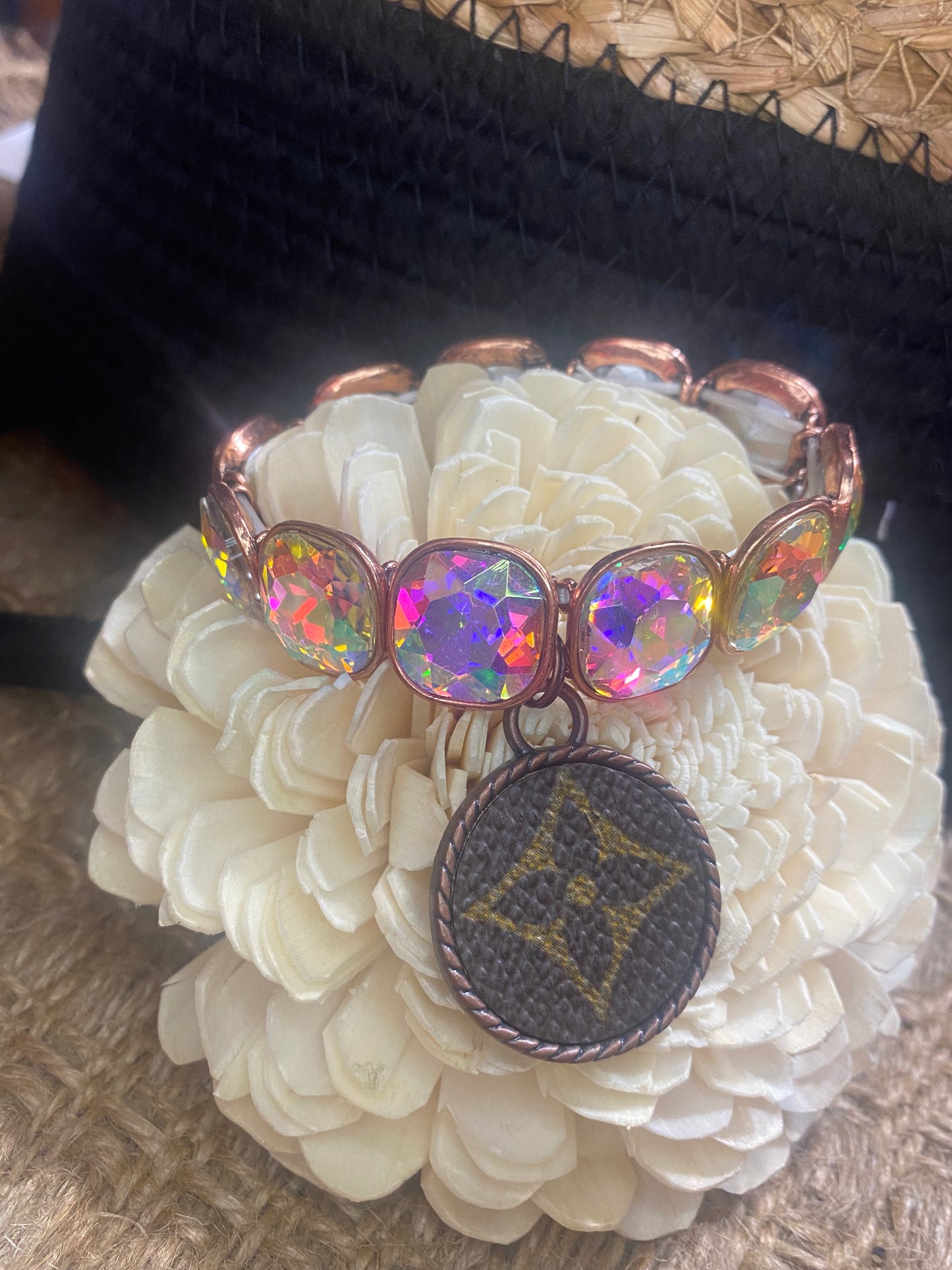 Upcycled LV Copper AB Crystal Bracelet