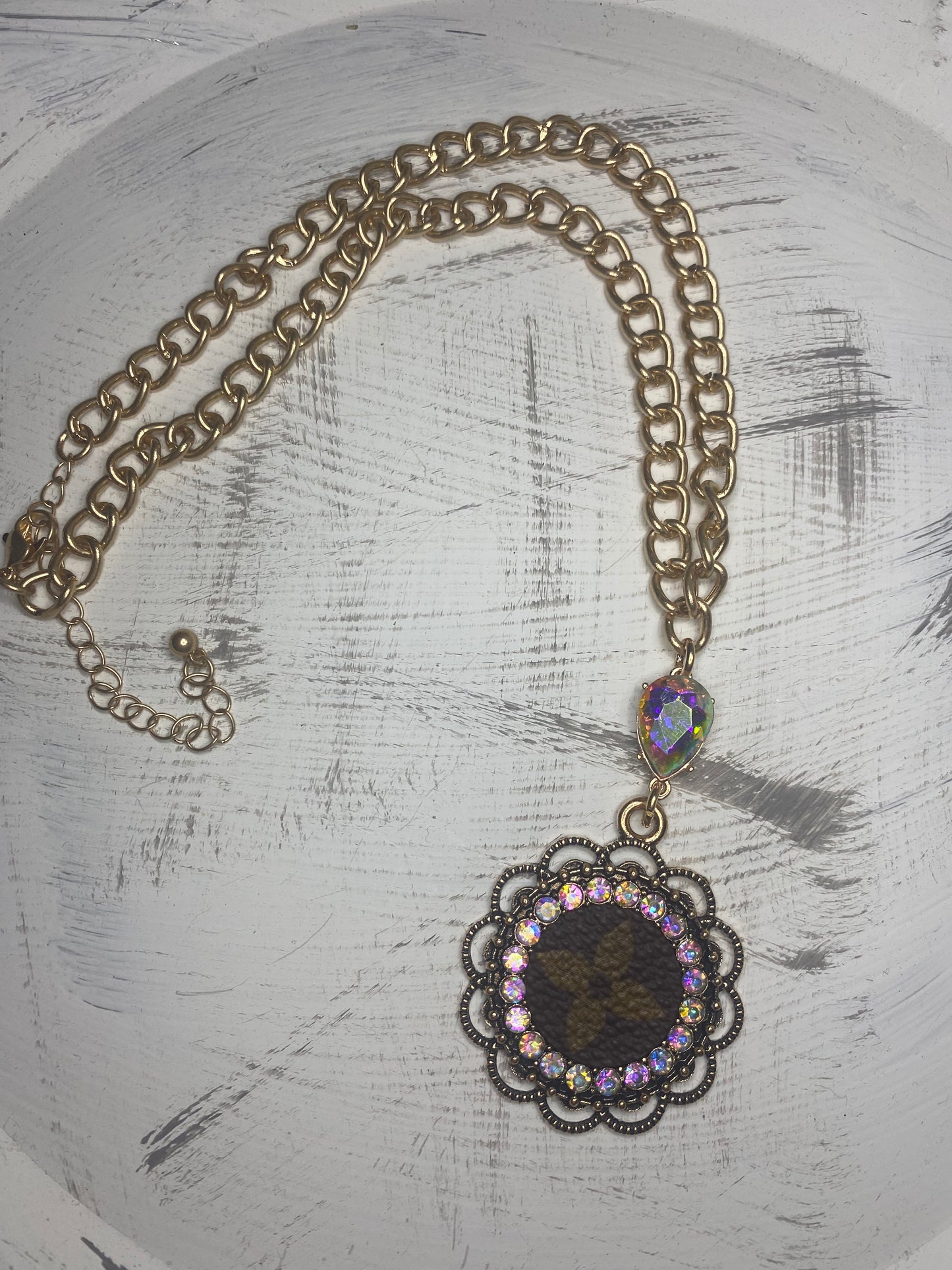 Upcycled LV Charm Gold Necklace