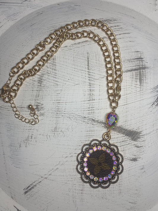 Upcycled LV Charm Gold Necklace