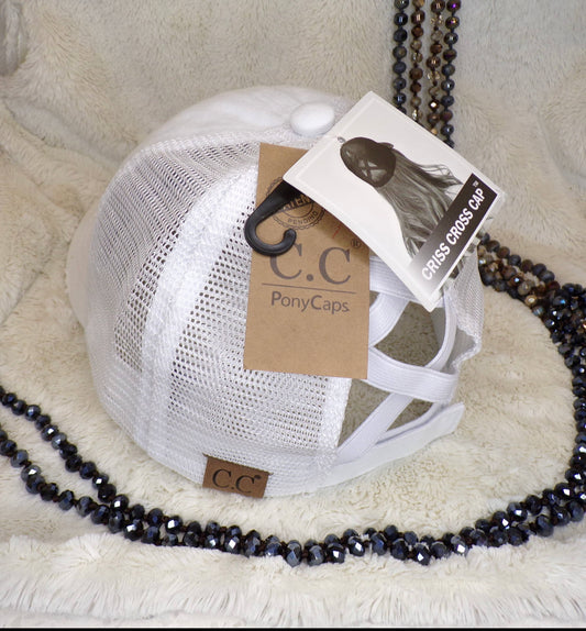 Upcycled LV Criss Cross Hat- White