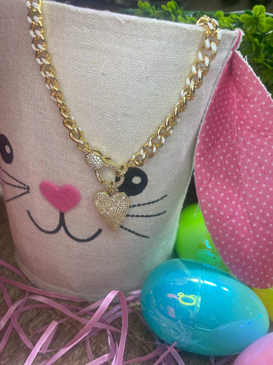 Diamond Heart Clasp Necklace
