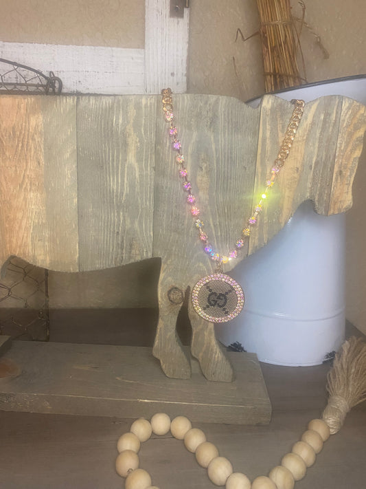 Upcycled GG Black with AB Crystal Necklace