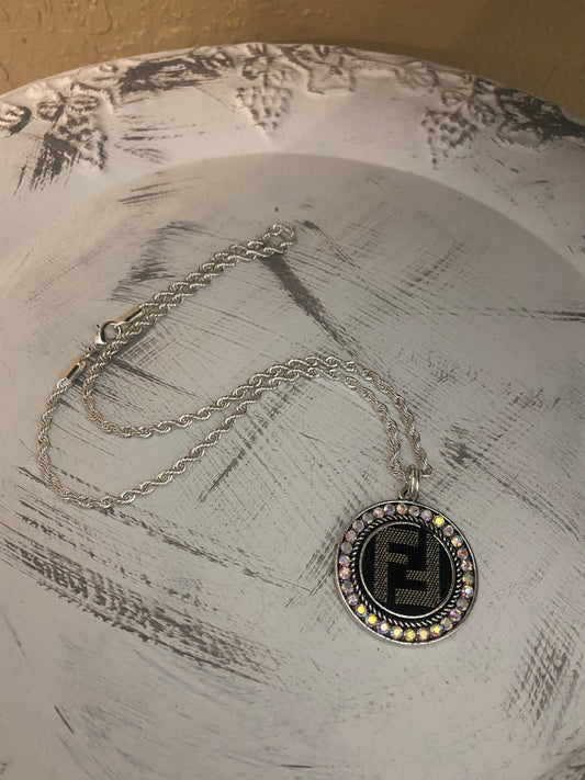 Upcycled Black FF Silver Necklace