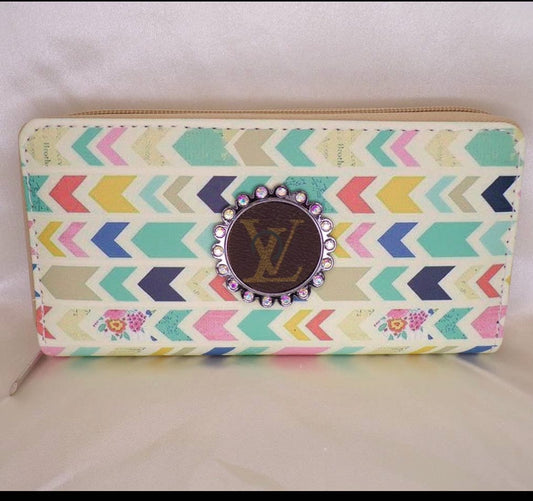 Upcycled LV Wallet- Arrows