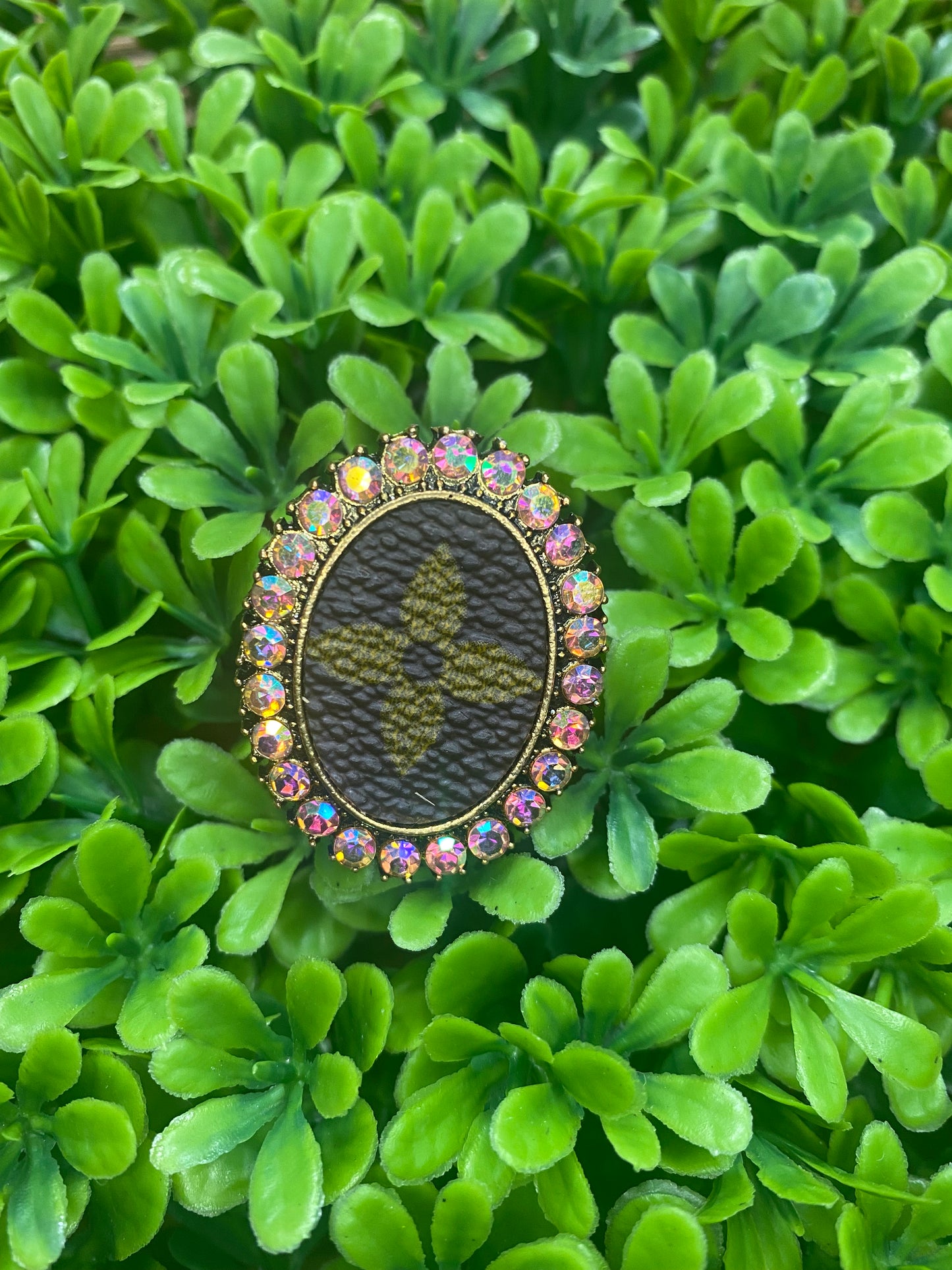 Upcycled LV Black Adjustable Ring