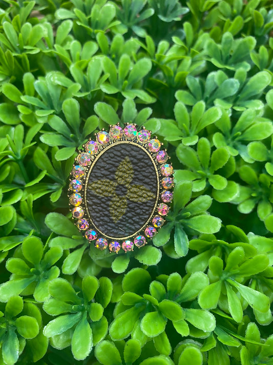 Upcycled LV Black Adjustable Ring