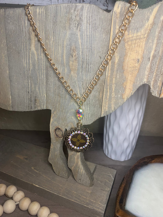Upcycled LV Charm Gold Necklace