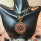 Upcycled LV Gold Toggle Pink Crystal Necklace