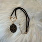 Upcycled LV Heart on Black Bead Necklace