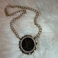 Upcycled LV Gold Necklace with Large Pendant