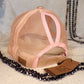 Upcycled LV Ponytail Hat -Rose Gold Glitter