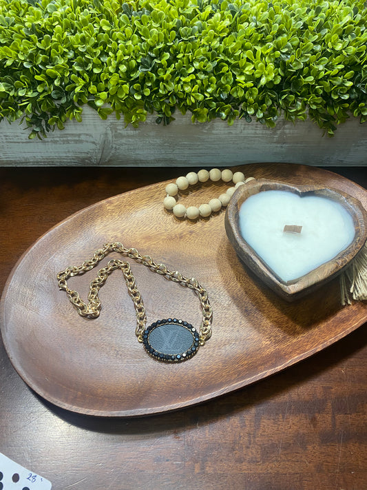 Upcycled LV Black and gold Necklace