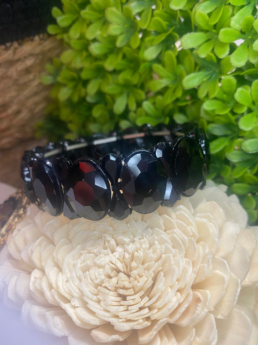 Upcycled LV Black Crystal Bracelet