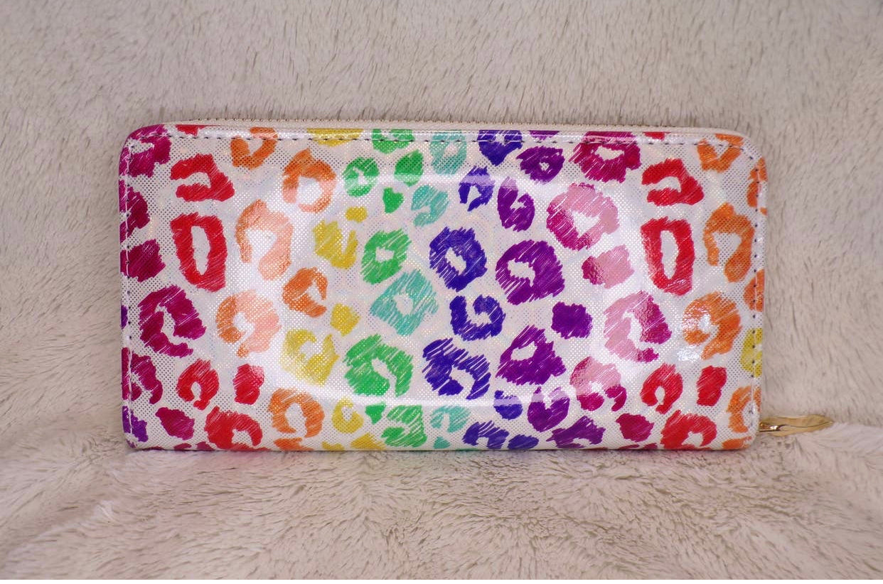 Upcycled LV Wallet- Colorful Leopard