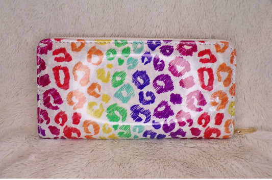 Upcycled LV Wallet- Colorful Leopard