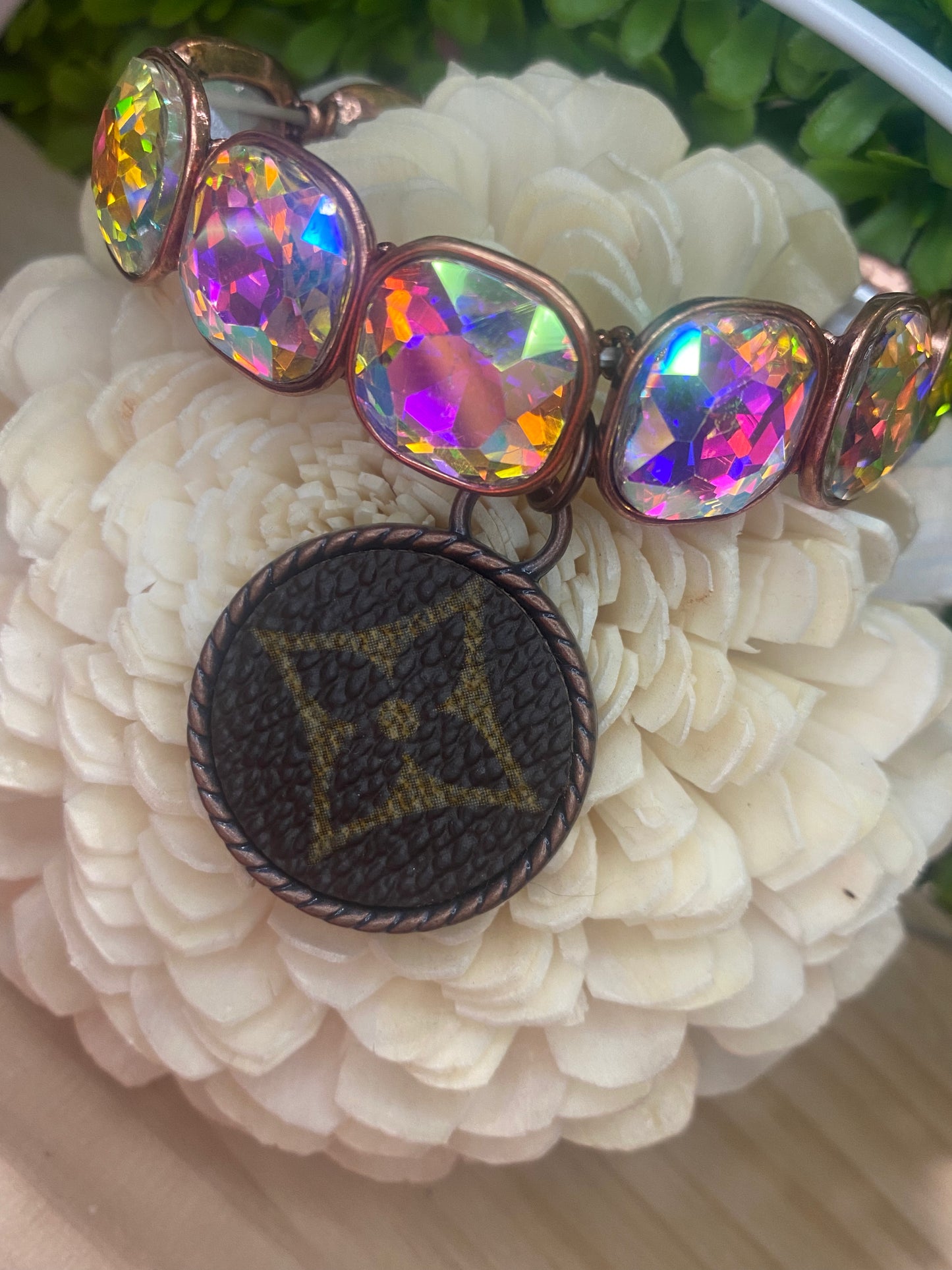 Upcycled LV Copper AB Crystal Bracelet
