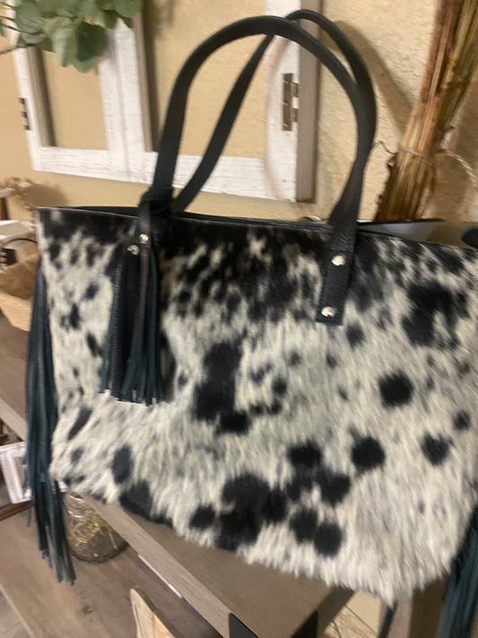 Leather Cowhide Fringe Bag