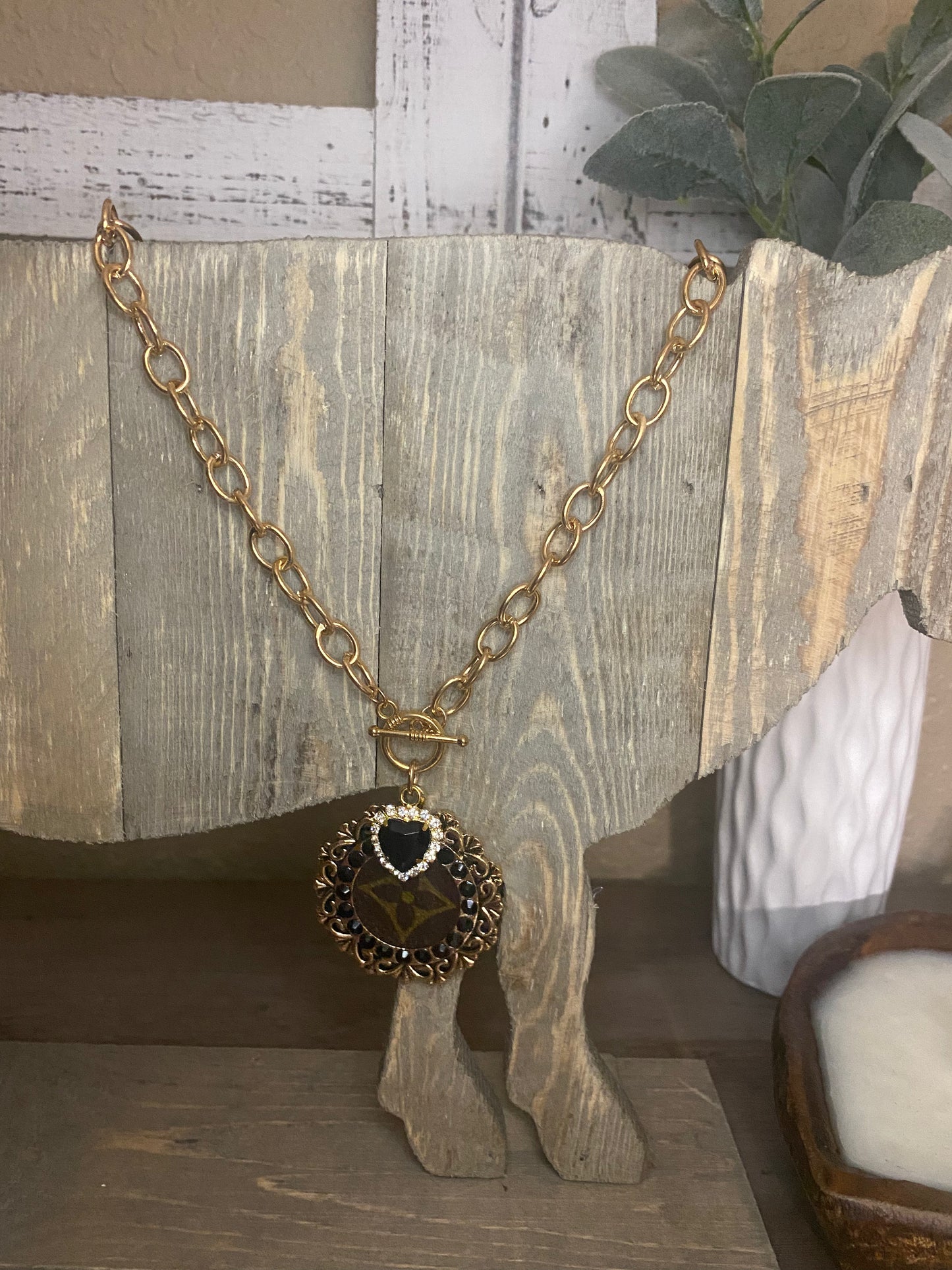 Upcycled Toggle Necklace with Charm- Options