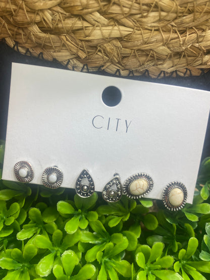 Small Natural Stone Stud Set