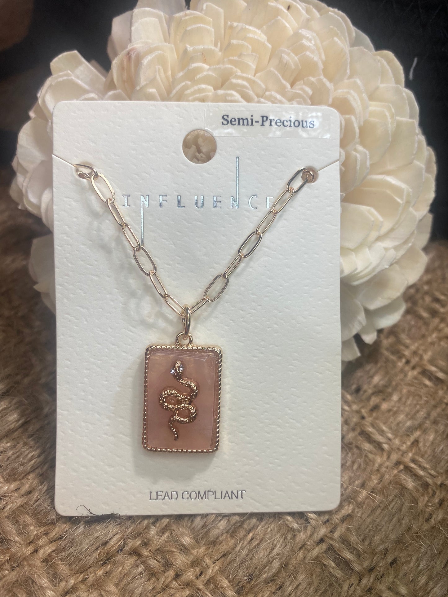 Semi Precious Necklace with Snake Pendant