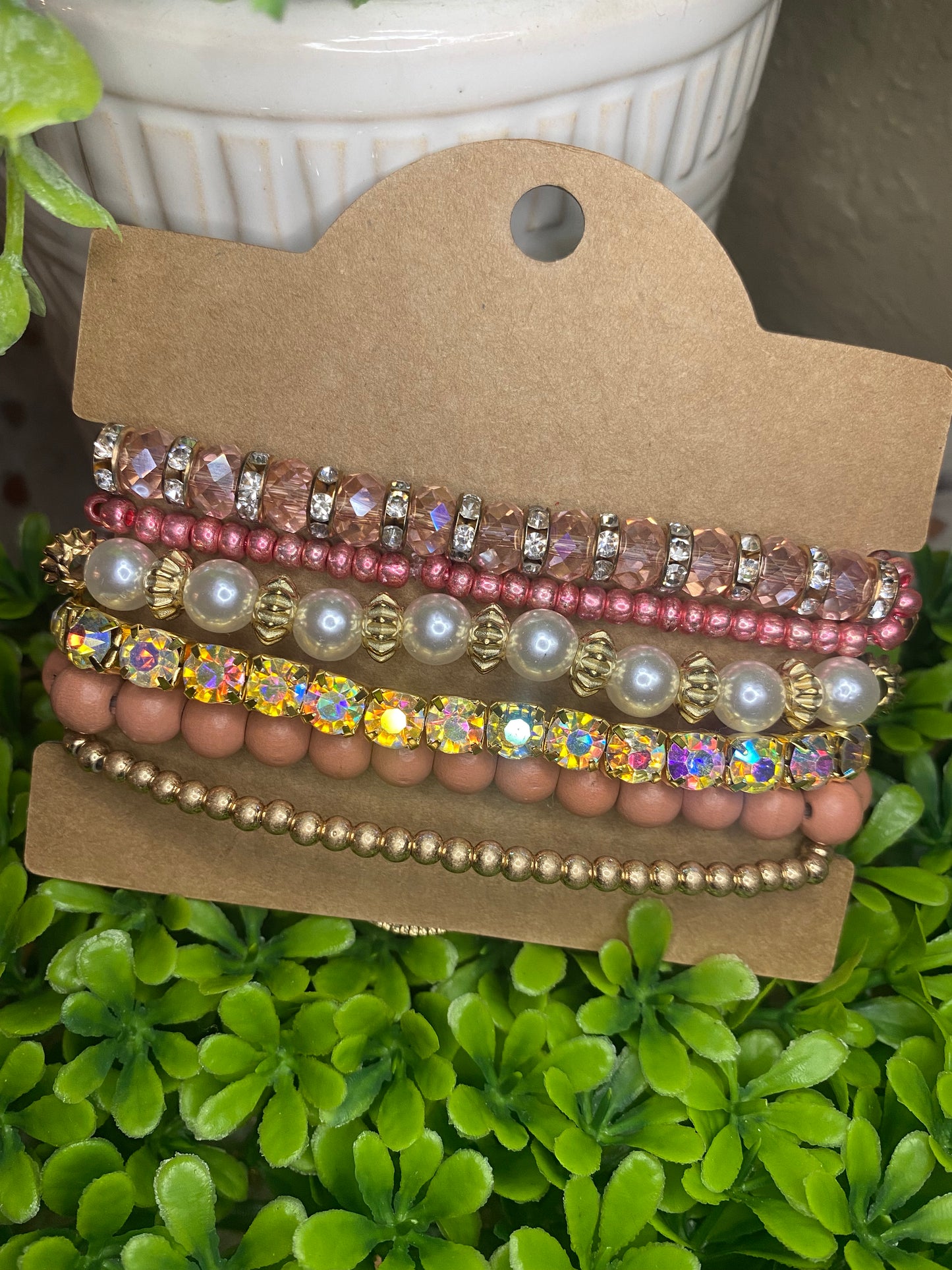 Upcycled Blush FF Bracelet Stack