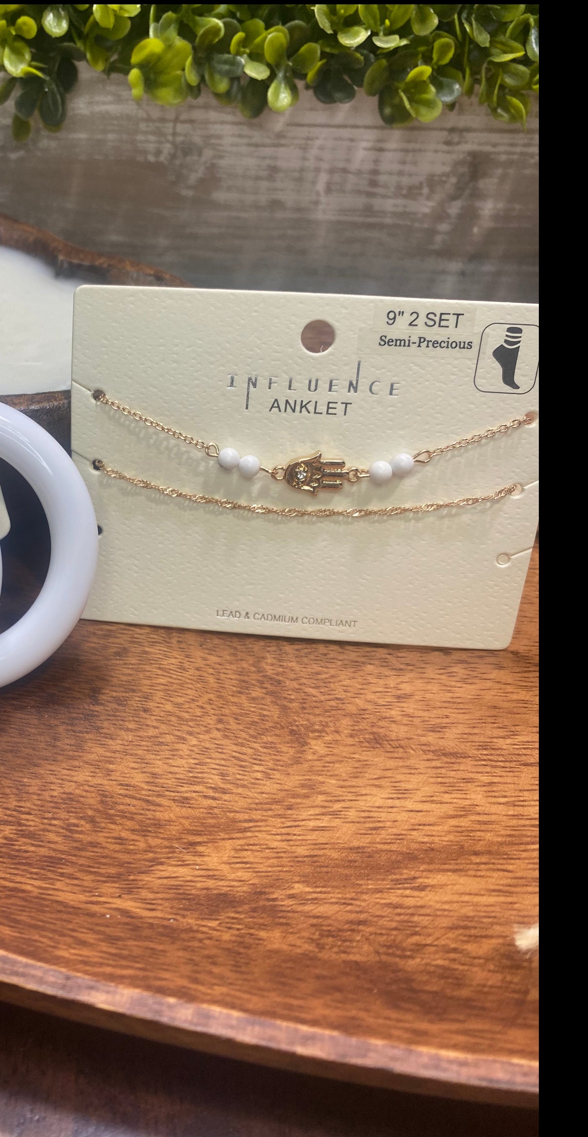 2 pc Precious Stone Anklet Set