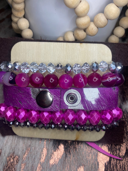 Upcycled GG Fuscia Bracelet Stack