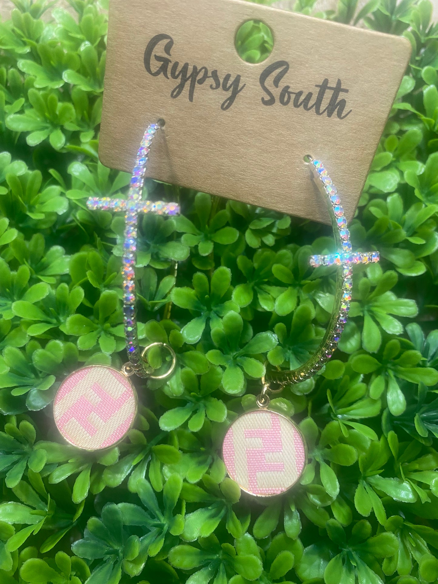 Upcycled FF Cross AB Crystal Hoops