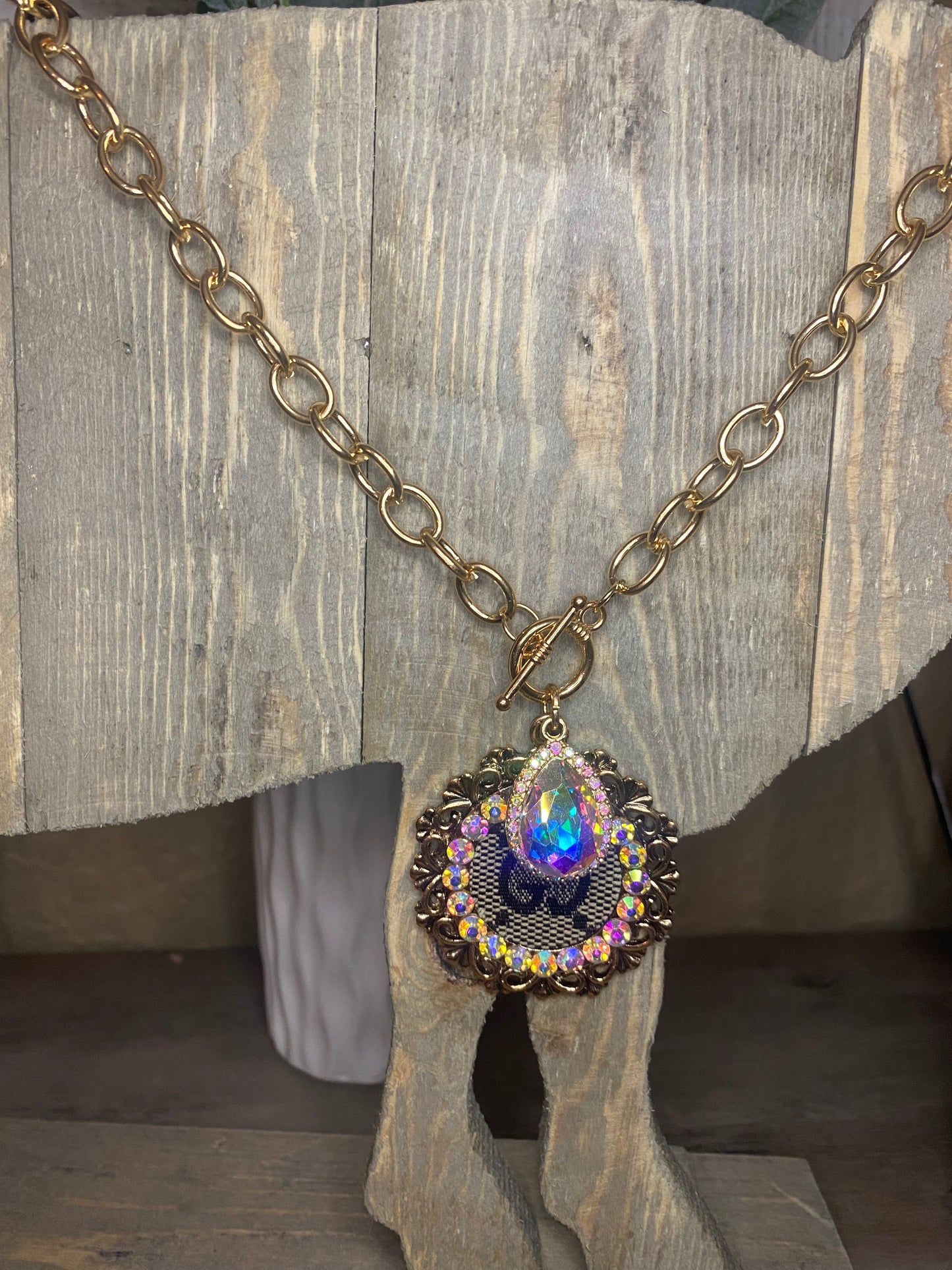 Upcycled Toggle Necklace with Charm- Options