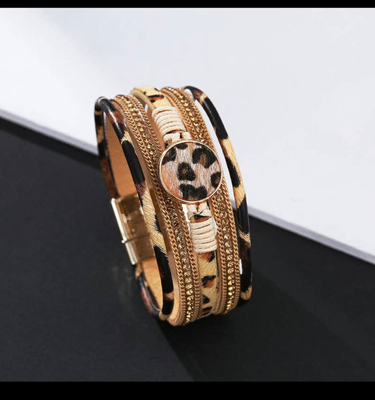 Magnetic Bracelet- Cheetah and Gold