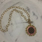 Upcycled LV Gold Toggle Pink Crystal Necklace