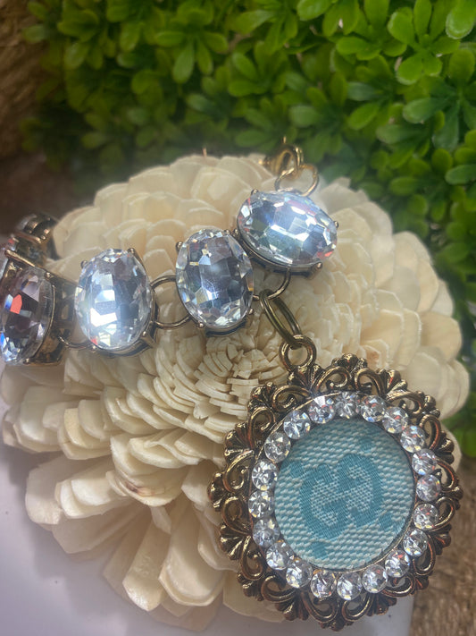 Upcycled GG Tiffany with Clear Crystals Gold Bracelet