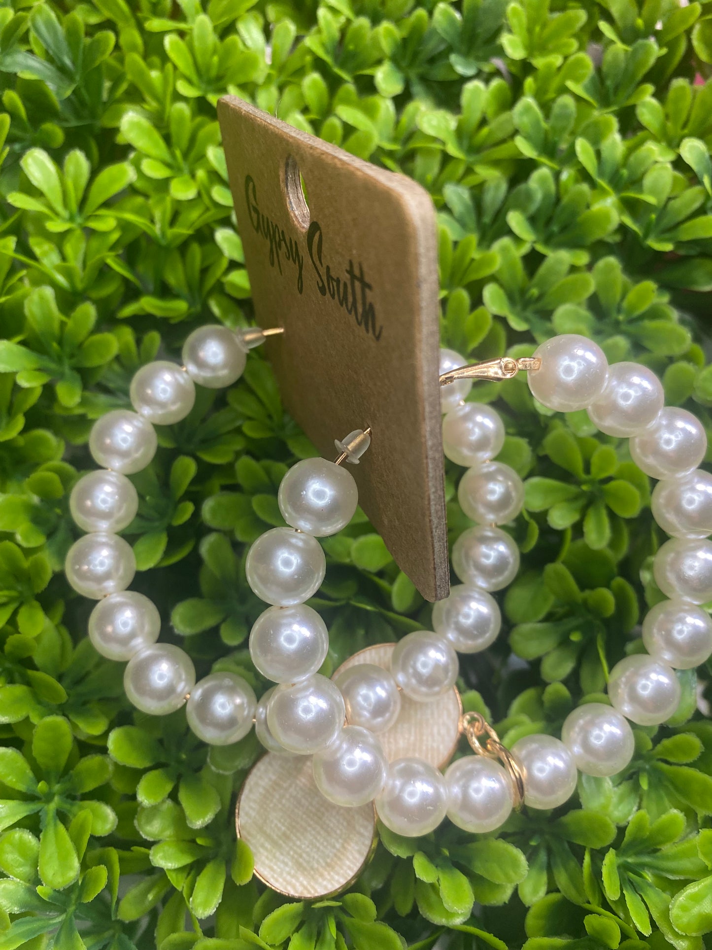 Upcycled GG Ivory Boujie Pearl Hoops