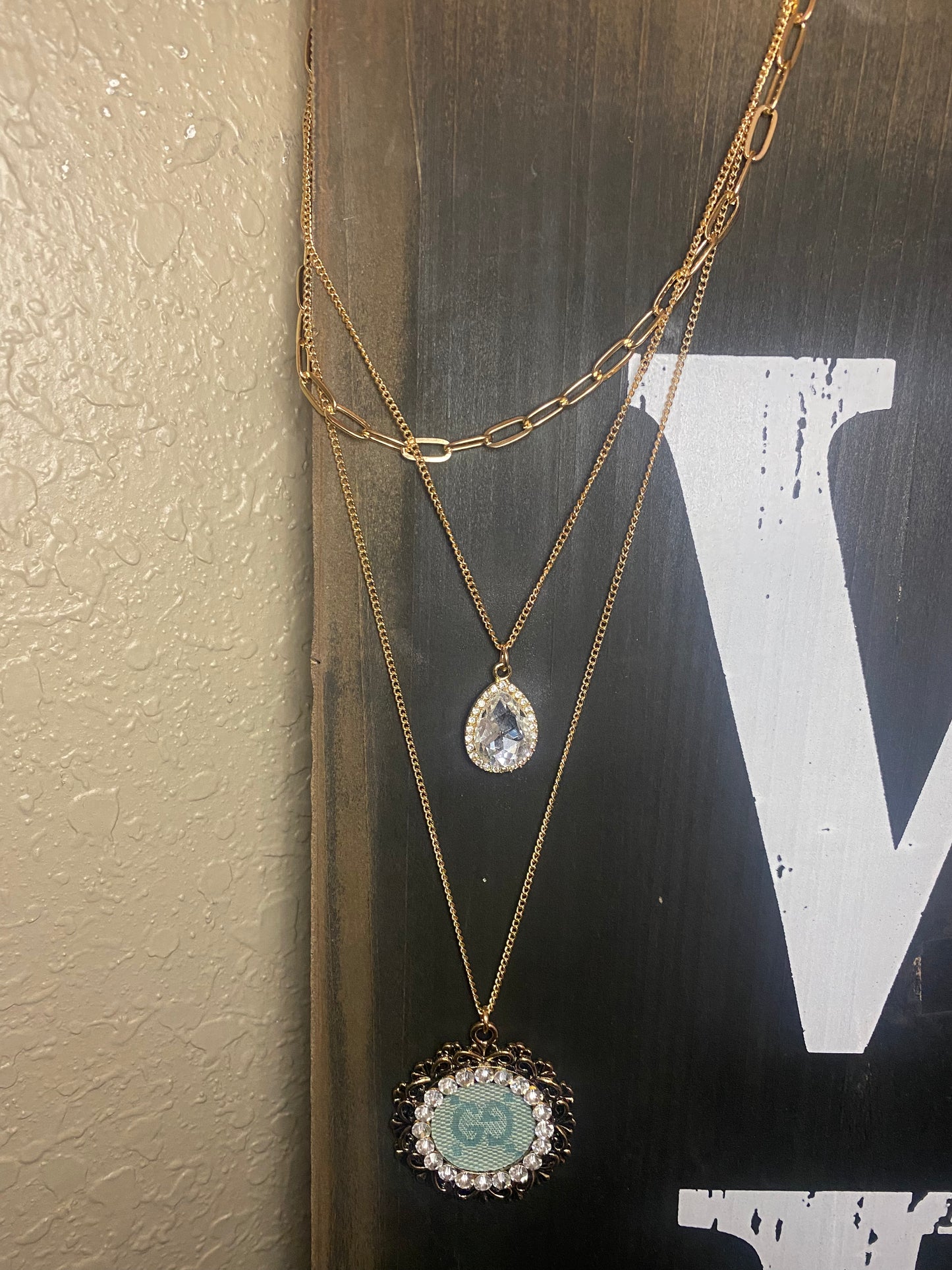 Upcycled Tiffany GG 3 layered Gold Necklace