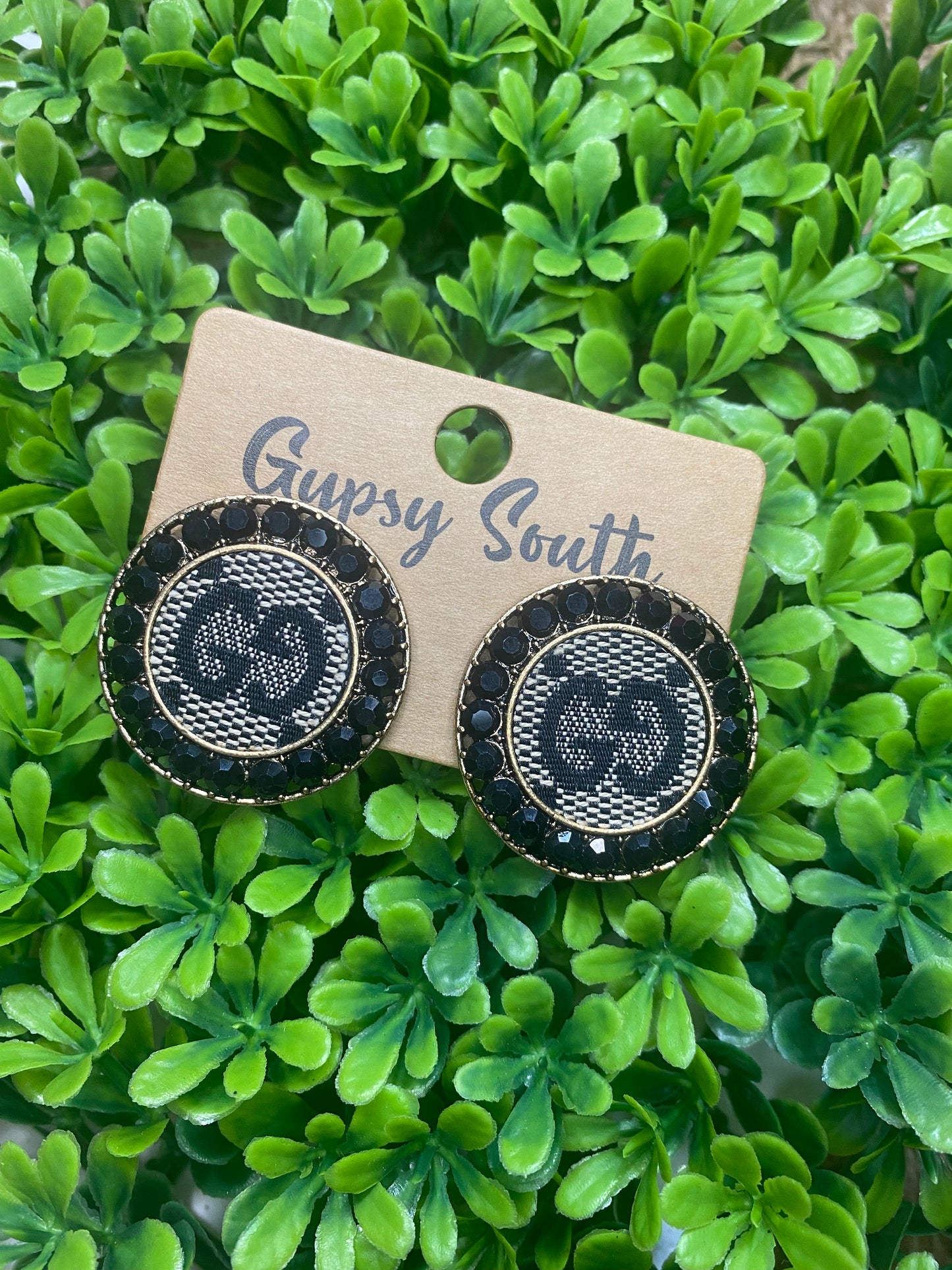 Upcycled GG Stud Earrings Crystals-options