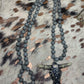 Grey Natural Stone Necklace with Bling Steer-head