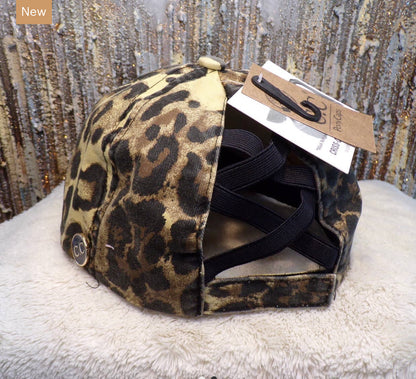 Upcycled LV Criss Cross Hat- Cheetah