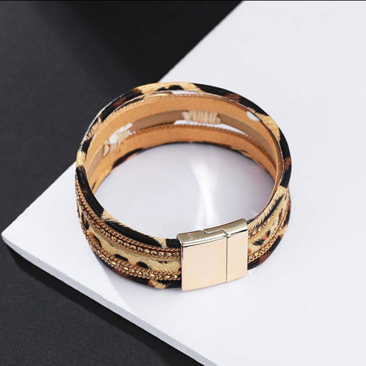 Magnetic Bracelet- Cheetah and Gold